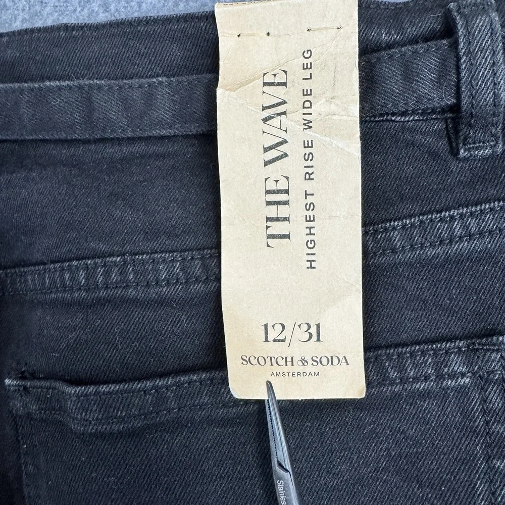Scotch & Soda Wide Leg Jeans Black Belted Garment Dyed Womens 31 - Picture 13 of 13